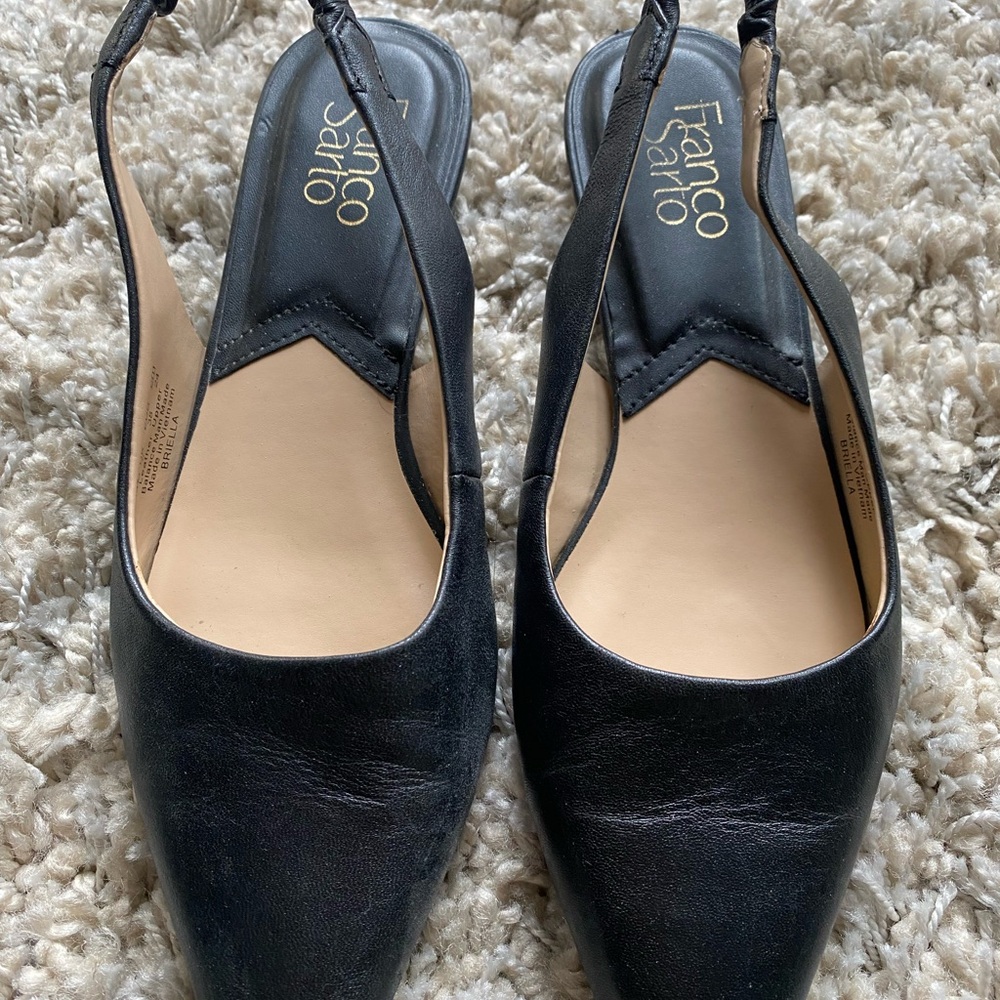Franco Sarto Brielle Black Leather Slingback Heels